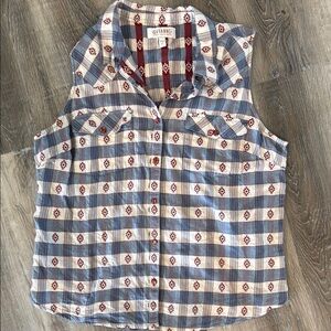 Shyanne Sleeveless Plaid Button-Up Shirt sz xl